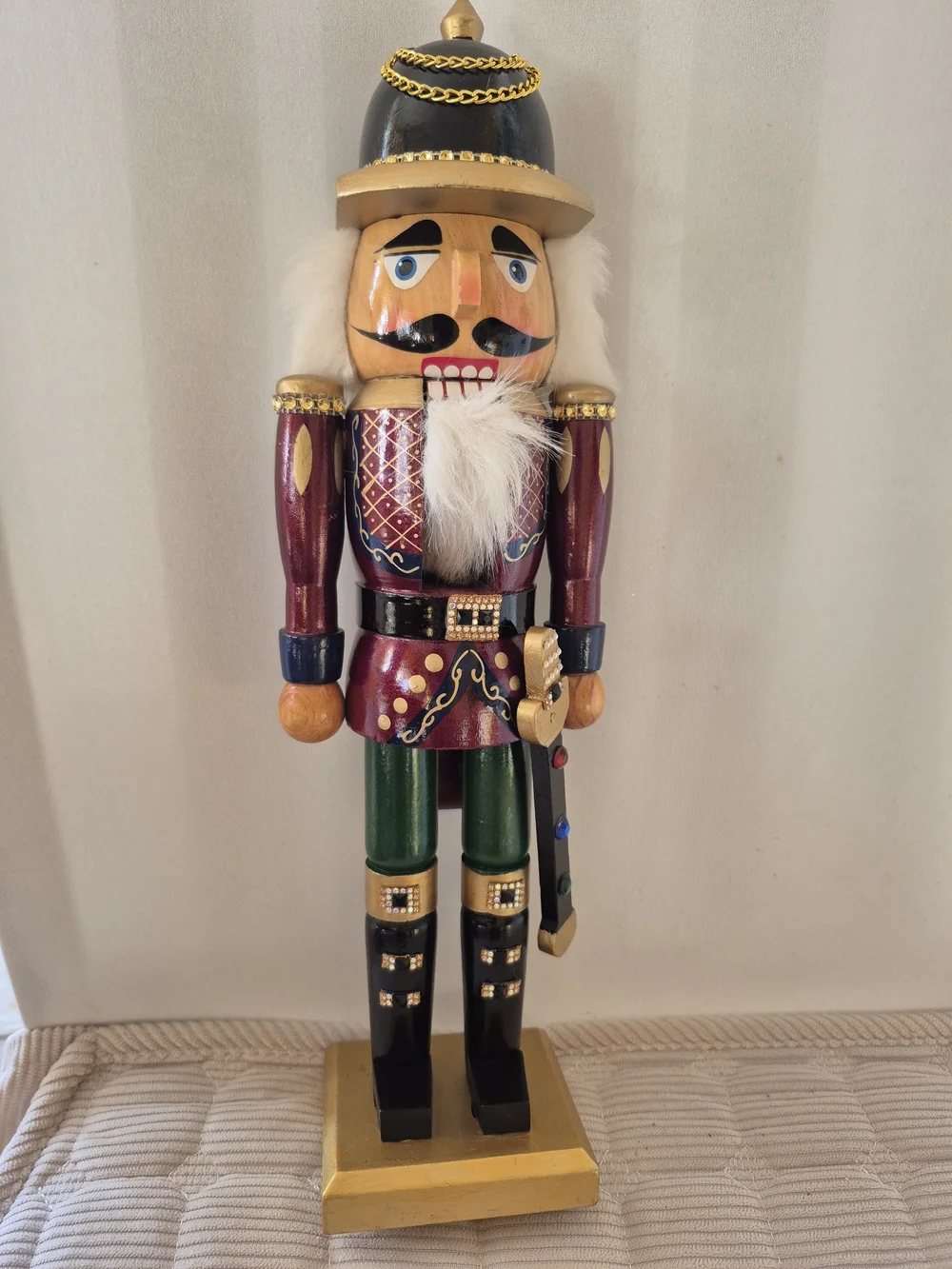 Holiday Time Burgundy& Green Decorative Nutcracker Figurine - Brand Holiday Time